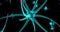 Neon neuron cells on the black background. 3D illustration