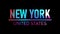 neon new york sign with dots.4k video.motion animation.black background