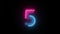 Neon number 5 with alpha channel, neon numbers, number five