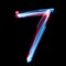 The neon number 7, blue light image