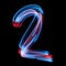 The neon number two, blue light image