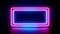 Neon parallelogram frame with dynamic pink and blue light overlay