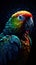Neon Parrot on Dark Background. Generative AI