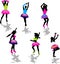 Neon Party Girl Silhouettes