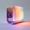 Neon Pc Case: Muted Colorscape Mastery In White And Amber