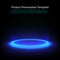 Neon pedestal. Blue glowing ring on glossy floor. Abstract hi-tech background for display product. template.