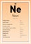 Neon Periodic Table Elements Info Card (Layered Vector Illustration) Chemistry Education