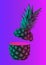 A neon pineapple. Modern design. Contemporary art collage.