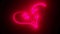 Neon pink broken heart icon on black background