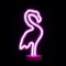 Neon pink flamingo LED lamp isolated on black