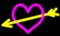 Neon Pink heart trespassing arrow