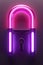 Neon pink padlock on a purple background with a modern look.