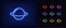 Neon planet icon. Glowing neon planet sign with ring, Saturn