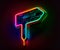 The neon pointer on a dark background shows the direction.