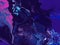 Neon purple and blue creative abstract hand painted background, marble texture