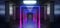 Neon Purple Blue Path Futuristic Modern Sci Fi Dark Elegant Grunge Concrete Empty Long Tunnel Corridor Reflective Material Empty