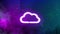 Neon purple cloud sign illuminated dark marble wall, looped switch