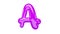 Neon purple violet glossy colored balloon in slow motion on an isolated white background. Capital letter of alphabet A