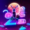 Neon rabbit and neon sign. Vector illustration in neon style. AI Generated