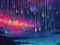 Neon rain in cosmic sky