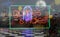 Neon Rainy Window Blur Image, Games and Rides Sign