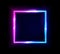 Neon rectangle frame or neon lights square sign. Vector abstract background, tunnel, portal. Geometric glow outline square shape