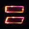 Neon rectangle signs set. Glowing electric laser borders with light flash on dark red background with blank text space.