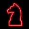 Neon red contour chess figure knight on a black background