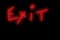 Neon red glowing sign exit  handwriting