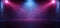 Neon Retro Brick Walls Club Mist Dark Foggy Empty Hallway Corridor Room Garage Studio Dance Glowing Blue Purple Spot Lights