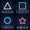 Neon ring, star, square and triangle set