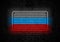 Neon Russian tricolour flag on brick wall grunge background