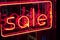 Neon sale sign night decoration. marketing design. red color garland