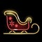 Neon Santa Claus sleigh icon isolated on dark background. Christmas, winter holidays, New Year concept. Vector