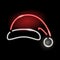 Neon Santa's hat icon isolated on black background. Christmas, holyday, tradition, costume concept. Vector illustration.