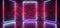 Neon Sci Fi Futuristic Retro Modern Elegant Club Glowing Gradient Blue Pink Purple Stage Rectangle Frame Lights On Brick Wall