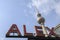 Neon sign from alexanderplatz, also called alex with the famous