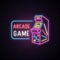 Neon sign of Arcade game machine.