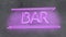 Neon sign bar in cafe bar restaurant, working night local drink pub grey wall