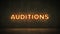 Neon Sign on Brick Wall background - Auditions . 3d rendering