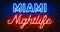 Neon sign on a brick wall - Miami Nightlife