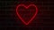 Neon sign of a heart on a wall that lights up animation