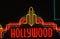 Neon sign of Hollywood, CA