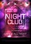 Neon sign. Night club disco party poster