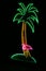 Neon sign with palm tree and flamingo