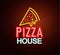 Neon sign of pizza house.