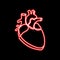 Neon sign single continuous line art anatomical human heart silhouette. Healthy medicine concept design neon glow red