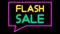 Neon sign text animation flicker flash sale word on black background.