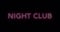 Neon sign text night club, fluorescent light glowing