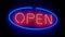 Neon Sign with the text Open. Computer generated.